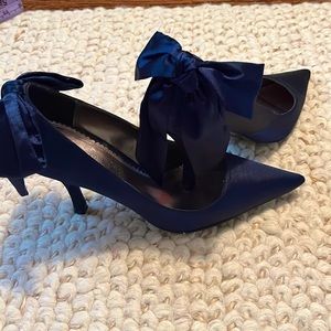 John Lewis UK | Navy Blue Satin Heels | Size 36 (5 1/2 Equivalent)